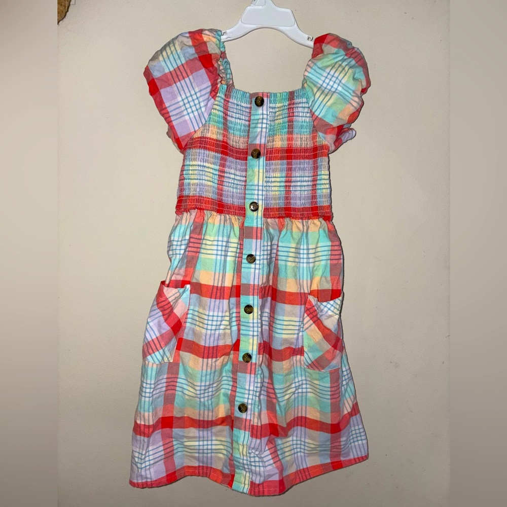 Colorful Plaid Button-Down Dress